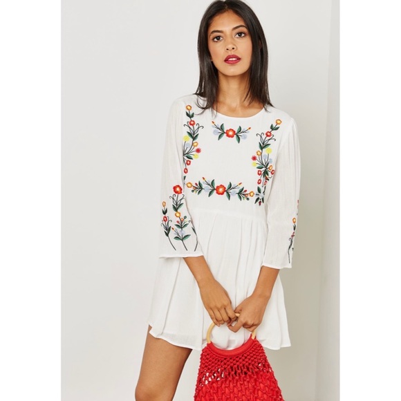 Like New Forever 21 Floral Embroidered Mini Dress - Picture 4 of 12